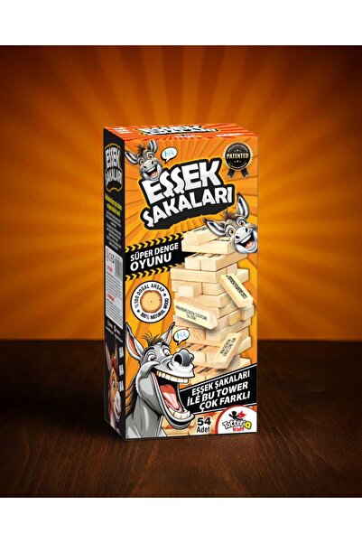 TOHA Penal Jenga Donkey Jokes Version | 54 Pieces Fun Balance Game | 6+ Years Old | 100% Natural Wood