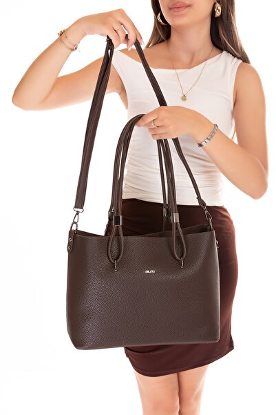 Gondol Дамска чанта с две отделения за ръка и рамо, артикул № 6753, кафява