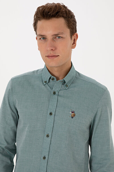 U.S. Polo Assn. Men's Dark Green Long Sleeve Basic Shirt 50307677-Vr079