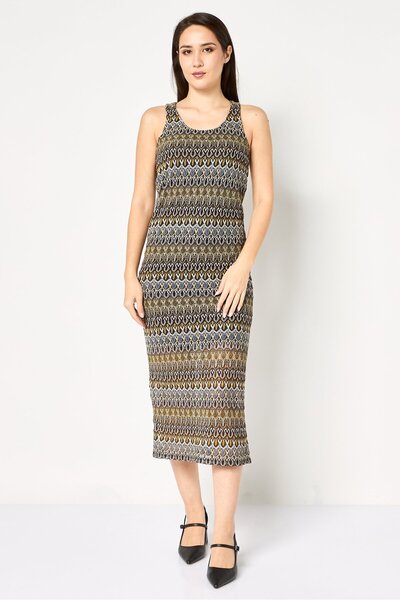 PROMOD Women Crochet Midi Dress, Multicolor