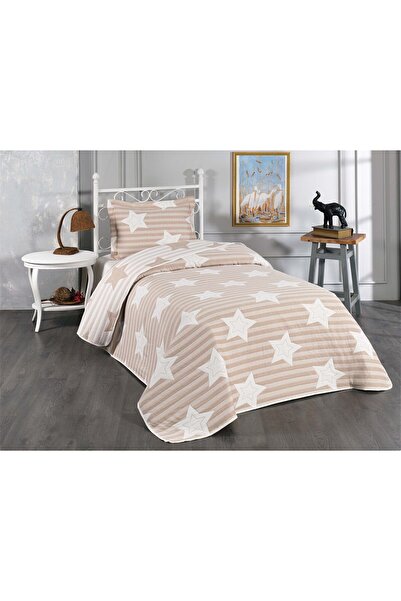 Storish Star Tek Kişilik Yatak Örtüsü Bej