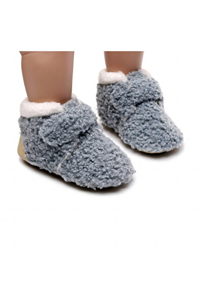 BebeNou Fleece Lined Blue & White Booties for Boys LIxh00271-1