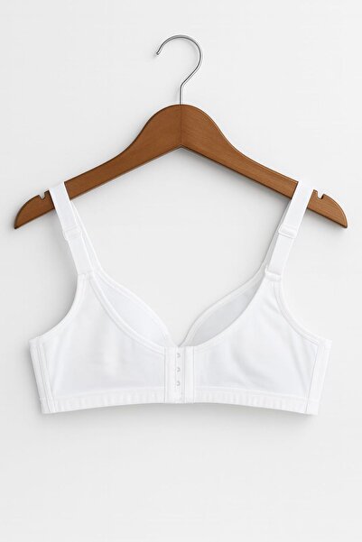 enmodaiçgiyim Plus Size C Cup Wire Free Unpadded Everyday Comfort Bra - White