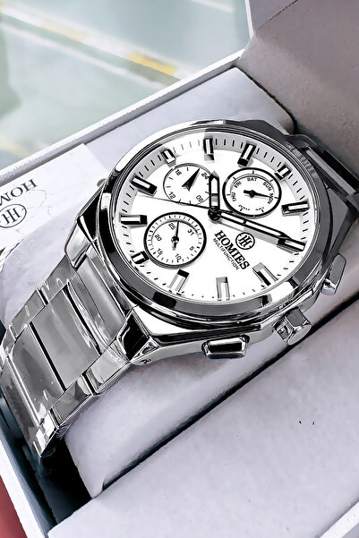 Homies ساعة يد رجالية متعددة الوظائف سوار فولاذي فضي اللون 3 ATM مقاومة للماء...