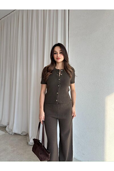 Mooi Butik Zeus Knitwear Set 8681 - Brown