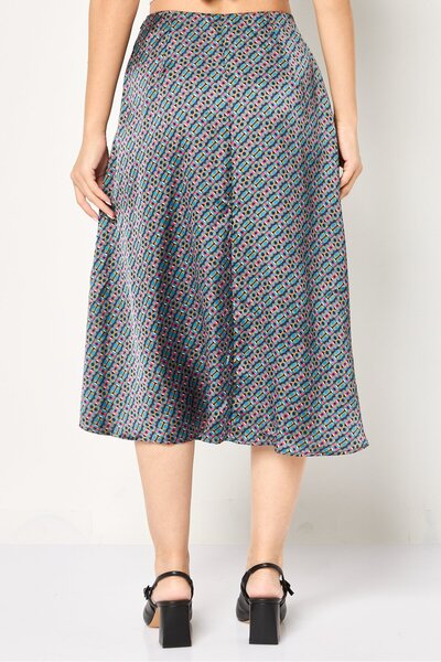 PROMOD Women Allover Print Midi Skirt, Multicolor