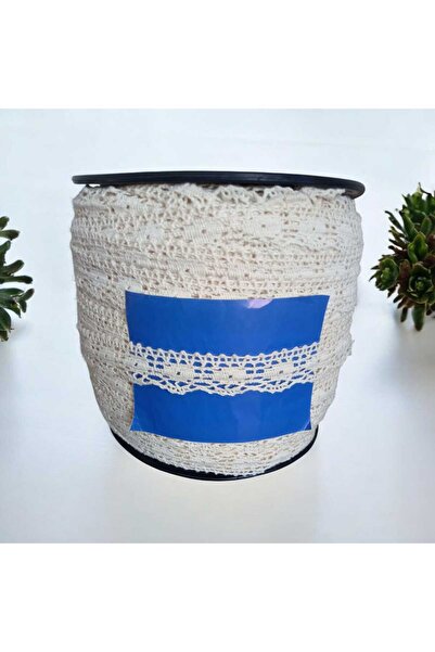 Dekorince Kopanaki Dantel DOĞAL PAMUK RENK EN 2CM 5M