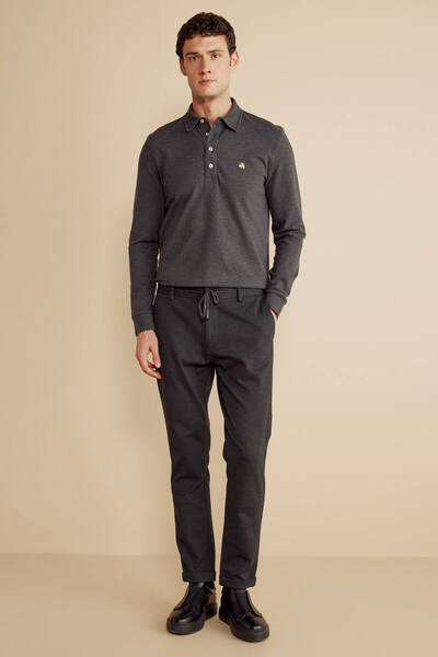 BROOKS BROTHERS Erkek Antrasit Örme Kordonlu Jogger Pantolon