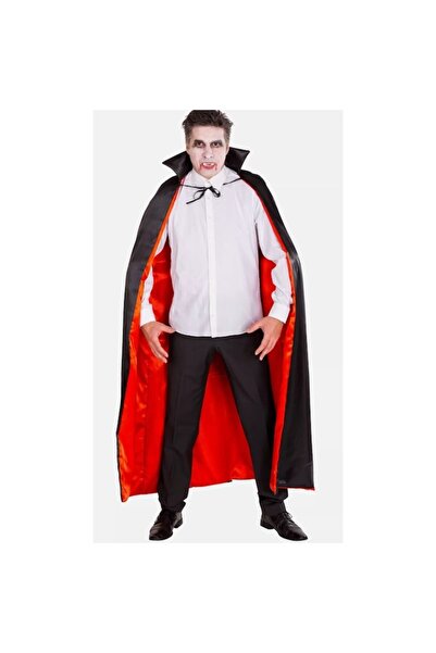OEM Dracula Deluxe Cape, Halloween accessory, long length, black with red accents, one size