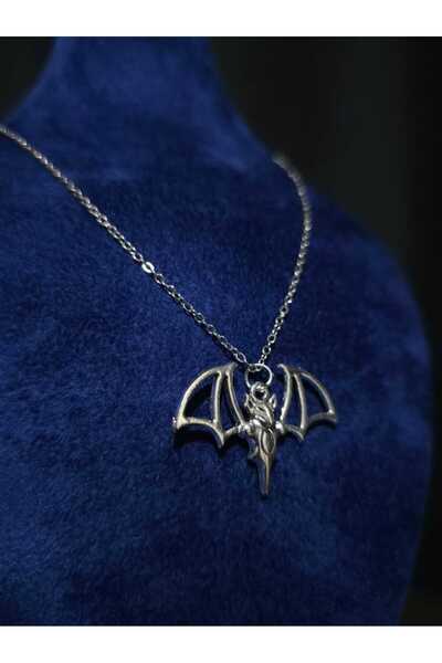 sarıyer silver Bat Figure Halloween Halloween-Themed Scary Steel Pendant Minimal Design Steel Pendant