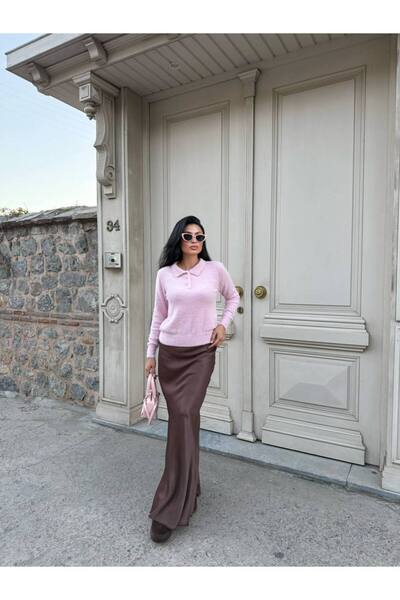 ALVOR Pulover tricotat cu mânecă lungă, guler polo și textură moale