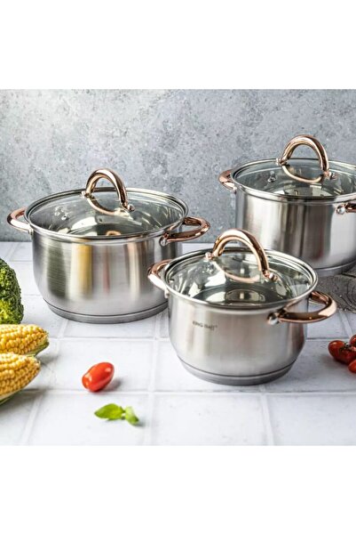 Kinghoff KH-1761Set 3 oale cu capac,16/18/20,golden-rose,Kinghoff