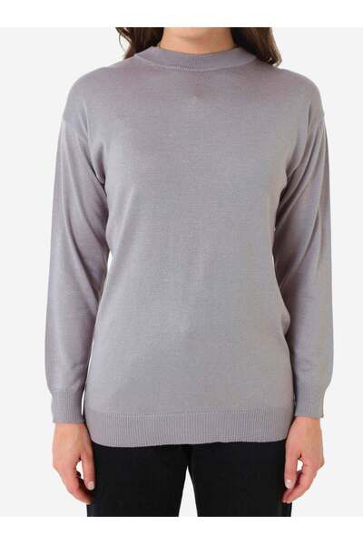 Refka Soft Knitted Basic Sweater - Gray Blue -