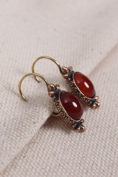 Süspüs Accessories Authentic Earrings with Agate Stone