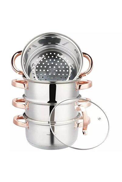 Klausberg Set of 5 pieces, steamer pot, stainless steel, diameter 18 cm, capa...