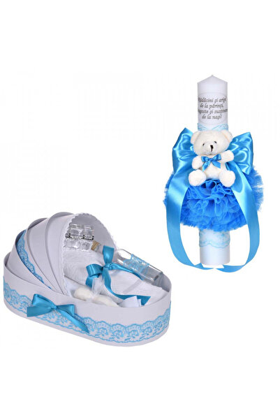 BebeNou Set lumânare și trusou pentru botez, turcoaz, pentru băieți