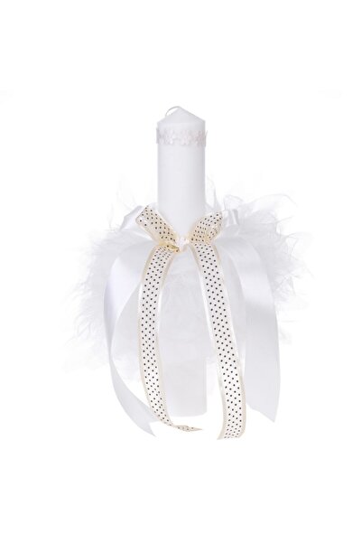 BebeNou Λαμπάδα Βάπτισης Denikos® Unisex με Κρεμ Λουλούδια