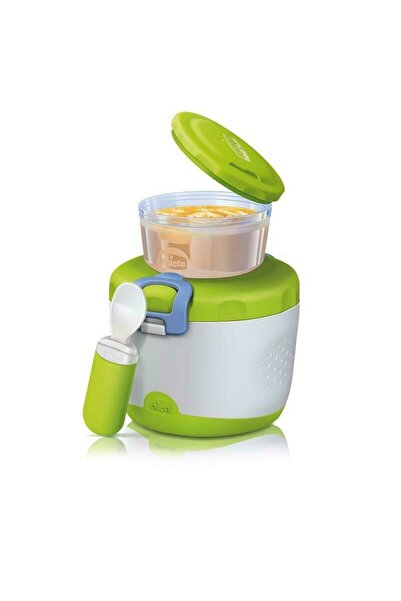 Chicco Set prima mea calatorie, Chicco,Termos de 360 ml, Recipient cu capac 180 ml, Lingurita, 6 luni+