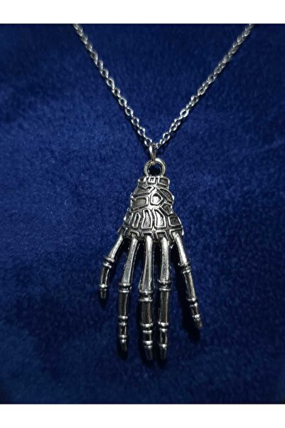 sarıyer silver قلادة فولاذية بتصميم هيكل عظمي مخيف على شكل يد لعيد الهالوين