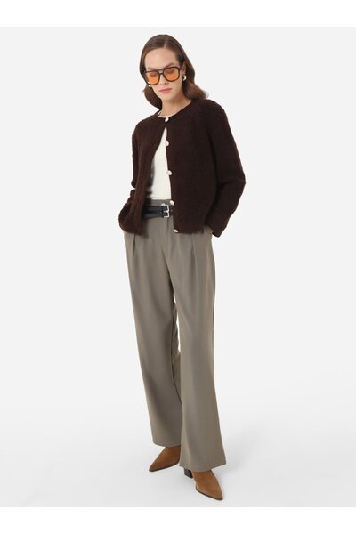 Refka Ζακέτα πλεκτή με μαλακή υφή με λεπτομέρεια με κουμπιά - Καφέ -