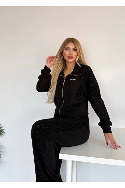 Bella Belluci Leopard Patterned Zippered High Waist Stretchy Suit