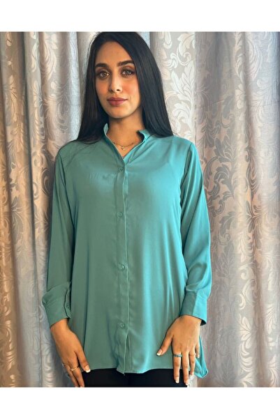 Hayati Collections 1 Piece Single Shirt Georgette Aqua Blue Solid Color – Premium Women’s Top
