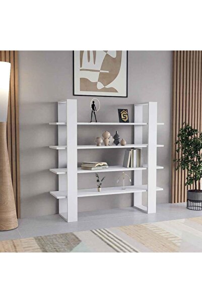 Stylish Home طاولة ارفف خشب ديكورية متعددة الاستخدامات باللون الابيض - MT07