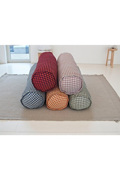HHKARTS Houndstooth Patterned Cylinder Pillow |   Decorative Bolster Pillow |   Modern Colorful Design