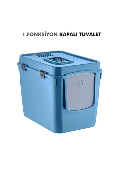 Genel Markalar XL 2 Fonksiyonlu Premium Kapalı Kedi Tuvaleti ve Açık Kedi Tuv...