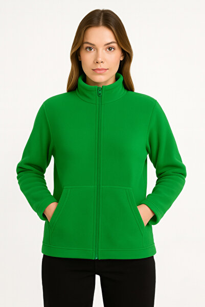 KaeLaurean Unisex Πράσινη Ζακέτα από φλις με προστασία από το κρύο, με πρόστιμο φερμουάρ, που δεν συρρικνώνεται και δεν συρρικνώνεται