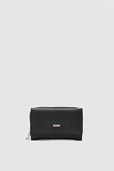 OLLBAG Maloni Black Soft Wallet with Pompom Detail