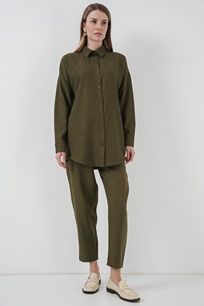 Hiccup Bdart Linen Blend Long Sleeve Shirt and Pants Set