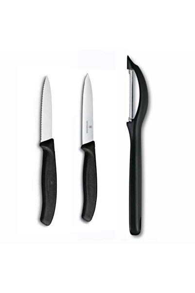 Victorinox مقشرة الطماطم - سكين فواكه وخضروات مستقيم ومسنن بطول 10 سم، مجموعة من 3 قطع