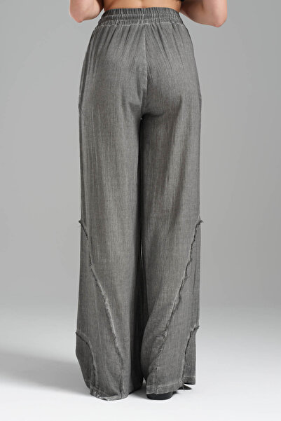 tw3 Women's Parçaboya Linen Design Trousers with Elastic Waist