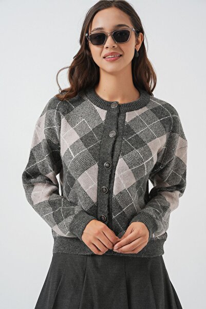 Hiccup BDART Düğmeli Baklava Desenli Triko Hırka