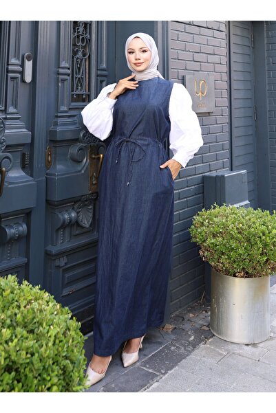 VAV ΦΟΡΕΜΑ ΤΖΙΝ ΜΕ ΠΟΠΛΙΝΟ ΣΤΟΥΡΕΜΑ - Ναυτικό Μπλε -