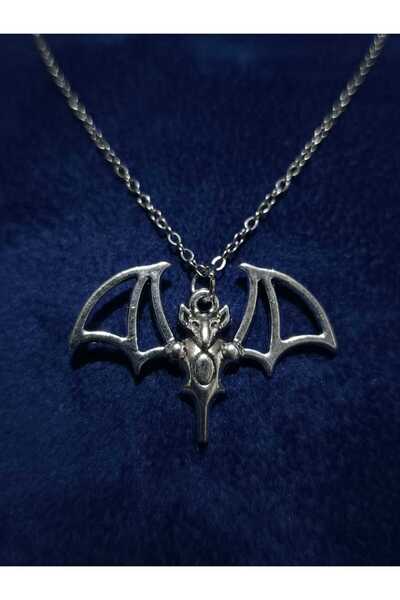 sarıyer silver Bat Figure Halloween Halloween-Themed Scary Steel Pendant Minimal Design Steel Pendant