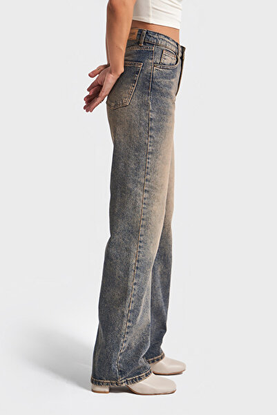 its basic Blugi pentru femei T.Kot Culoare Doris 35w5-85 straight fit talie înaltă 100% Koton Denim Jean