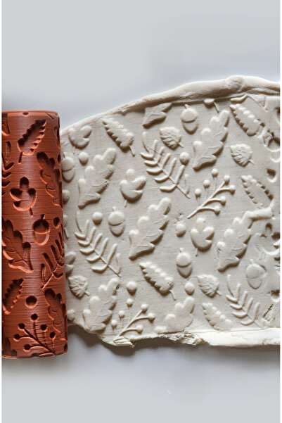 PatatesBaskı Polimer Kil Desen Verici Merdane Sonbahar Yaprakları