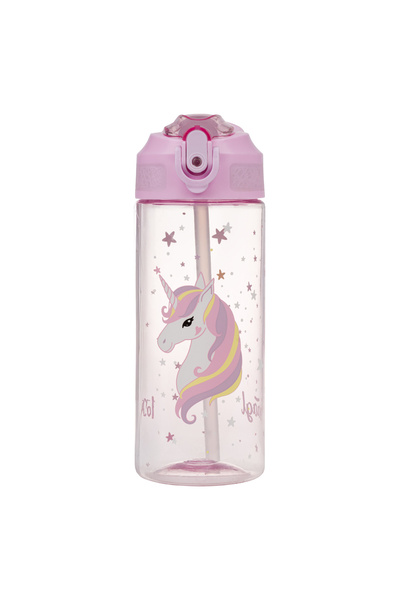 Baagl Tritan bottle with straw Rainbow Unicorn, 500 ml