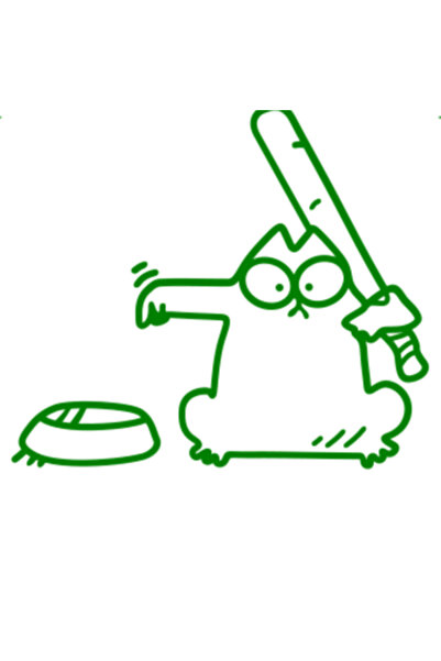 Oracal 651 Decorative wall, car and window sticker, Cat with a stick begging for food, 19cm, green