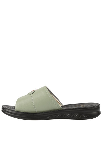 FORMAZIONE Casual slippers, women, FORMAZIONE, 3602Q07 green, leather 40