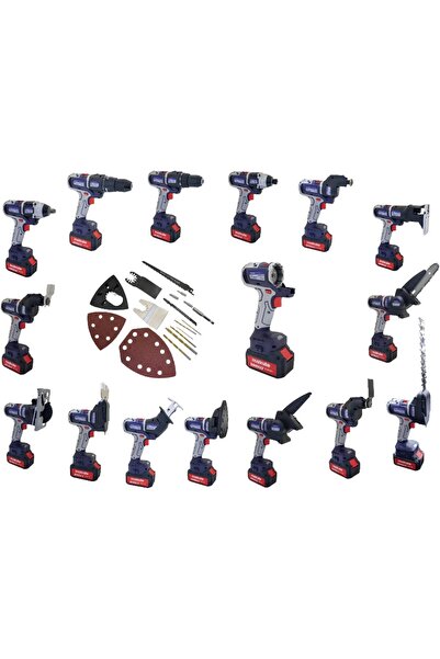 MAKUTE 12-in-1 Cordless Tool Set 20V 4.0Ah with Fast Charger & Carry Bag - P1...