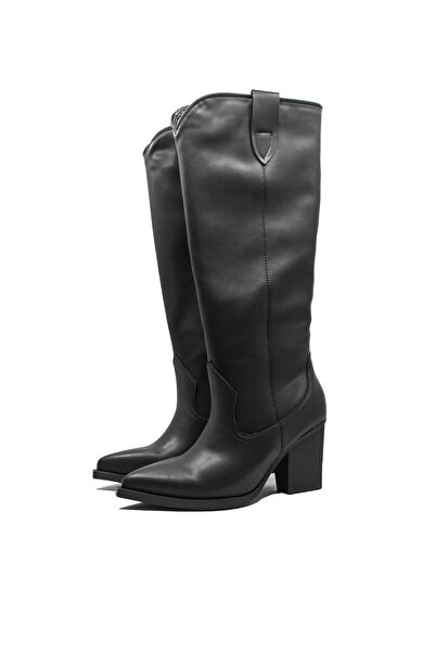 Anna Viotti cizme western negre cu toc înalt până la genunchi pentru femei GOR 29801