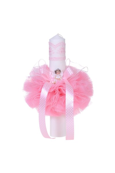 BebeNou Λαμπάδα Βάπτισης Ροζ Άγγελος Διακόσμηση για Κορίτσια Denikos® 67