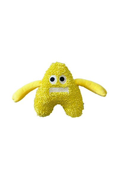 Happy Pet Bobble Monster Yellow Monster Sound Plush Dog Toy - Durable and Loud Squeaker!
