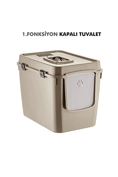 BiDünya XL 2 Fonksiyonlu Premium Kapalı Kedi Tuvaleti ve Açık Kedi Tuvaleti 5...