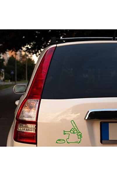 Oracal 651 Decorative wall, car and window sticker, Cat with a stick begging for food, 19cm, green