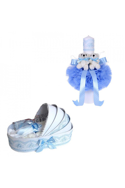 BebeNou Σετ Βάπτισης με Λαμπάδα & Διακοσμητικό Αρκουδάκι για Αγόρια - NKO1710