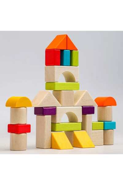 TSUMAB Babylove 30 Pcs Color Wooden Blocks Set – Educational Building Toy wit...